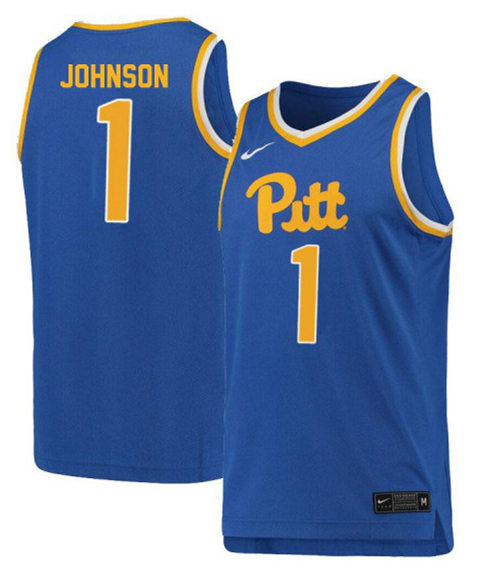 Mens Pittsburgh Panthers #1 Xavier Johnson Nike 2019 Royal College Basketball Game Jersey
