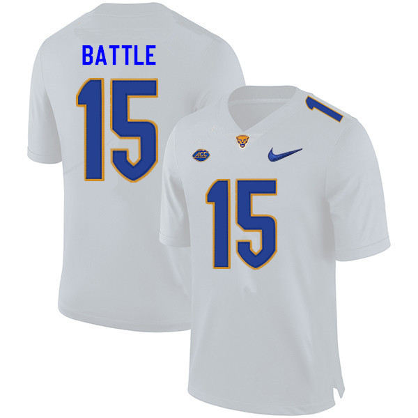 Mens Pittsburgh Panthers #15 Rashad Battle Nike 2020 White College Football Game Jersey