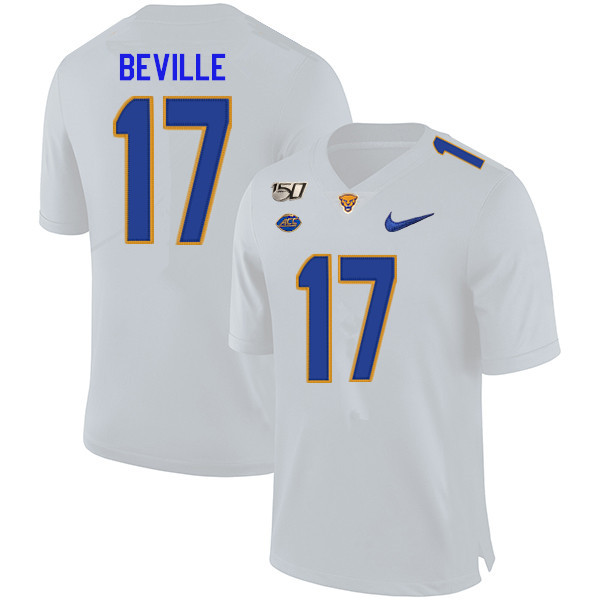 Mens Pittsburgh Panthers #17 Davis Beville Nike 2020 White College Football Game Jersey