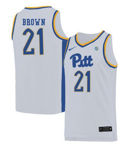Mens Pittsburgh Panthers #21 Terrell Brown Nike 2019 White College Basketball Game Jersey
