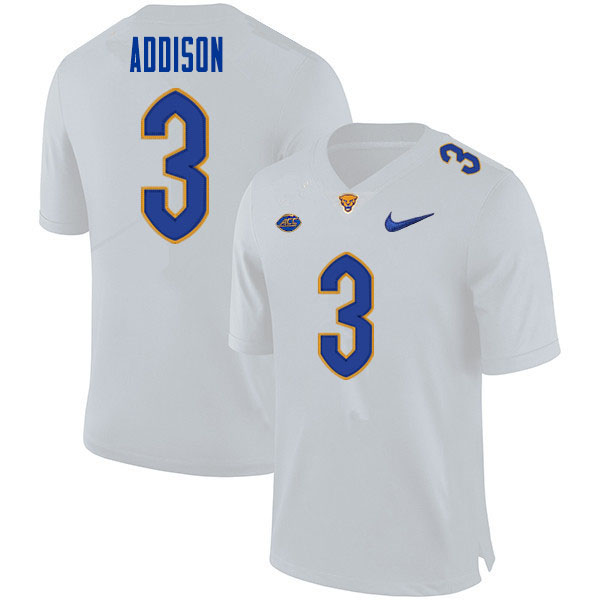 Mens Pittsburgh Panthers #3 Jordan Addison Nike 2020 White College Football Game Jersey