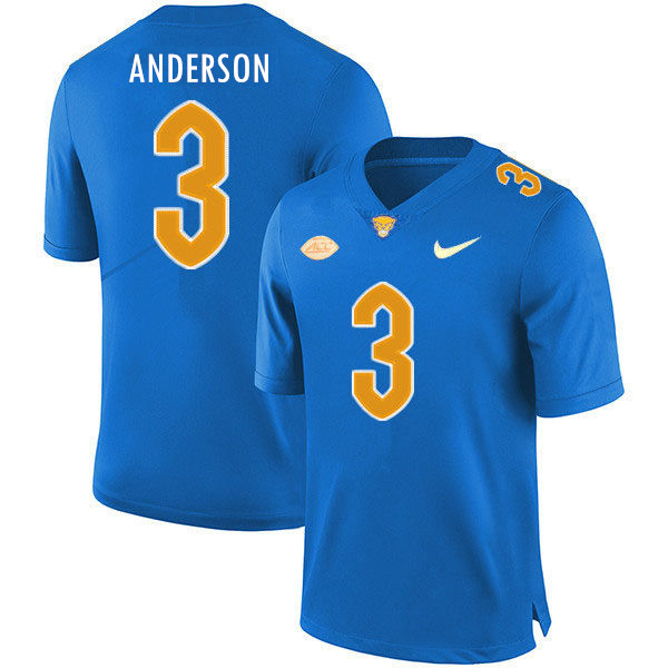 Mens Pittsburgh Panthers #3 Khalil Anderson Nike 2020 Royal College Football Game Jersey