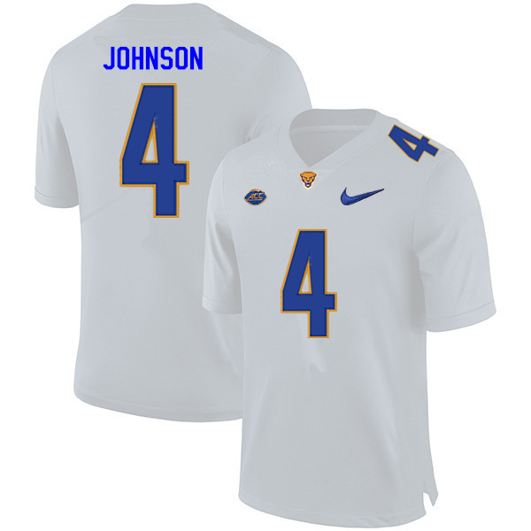 Mens Pittsburgh Panthers #4 Nahki Johnson Nike 2020 White College Football Game Jersey