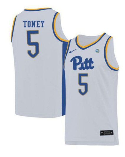 Mens Pittsburgh Panthers #5 Au'Diese Toney Nike 2019 White College Basketball Game Jersey