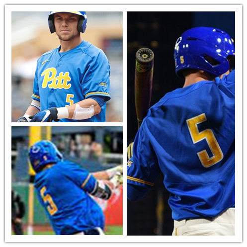 Mens Pittsburgh Panthers #5 Connor Perry Nike 2019 Royal College Baseball Game Jersey