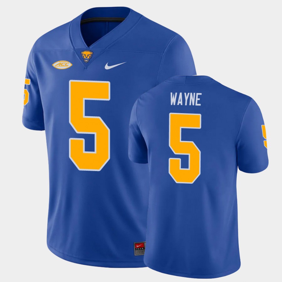 Mens Pittsburgh Panthers #5 Jared Wayne Nike 2020 Royal College Football Game Jersey