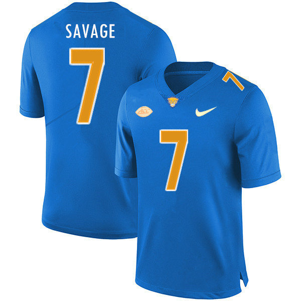 Mens Pittsburgh Panthers #7 Tom Savage Nike 2020 Royal College Football Game Jersey