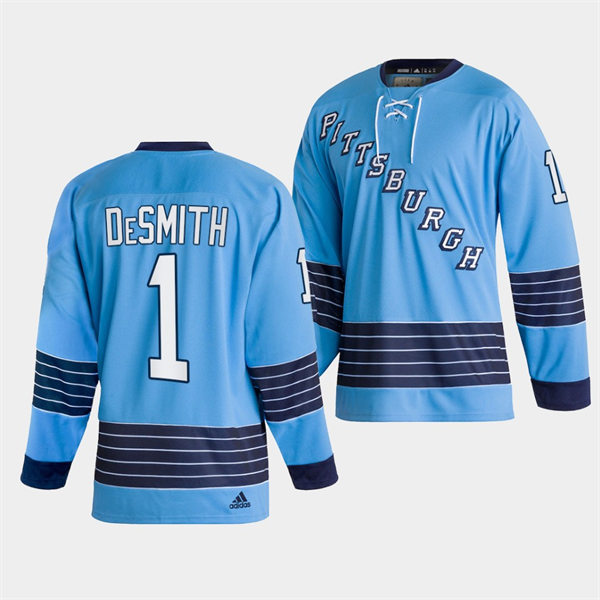 Mens Pittsburgh Penguins #1 Casey DeSmith 2022 Light Blue Team Classics Jersey Stitched