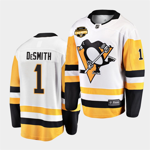 Mens Pittsburgh Penguins #1 Casey DeSmith adidas Away White Player Jersey Stitched