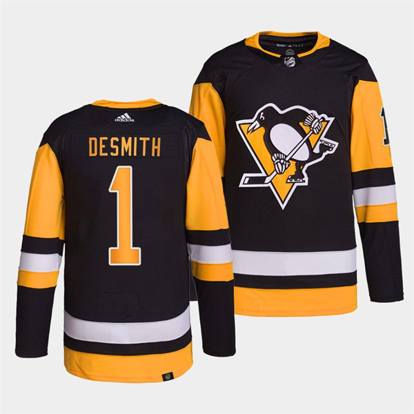Mens Pittsburgh Penguins #1 Casey DeSmith adidas Home Black Player Jersey Stitched