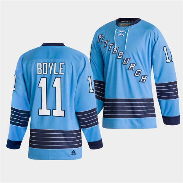 Mens Pittsburgh Penguins #11 Brian Boyle 2022 Light Blue Team Classics Jersey Stitched