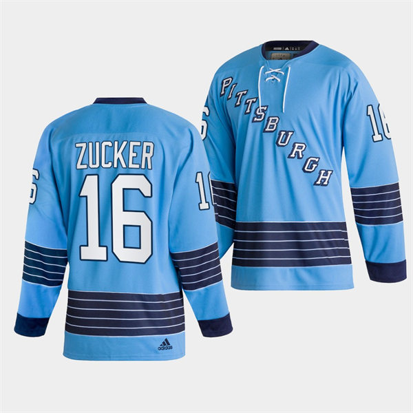 Mens Pittsburgh Penguins #16 Jason Zucker 2022 Light Blue Team Classics Jersey Stitched