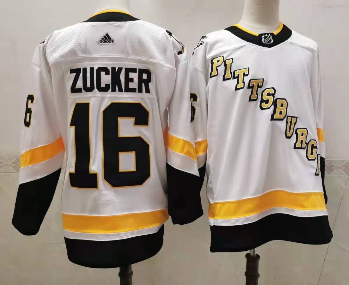 Mens Pittsburgh Penguins #16 Jason Zucker White adidas 2020-21 Reverse Retro Special Edition Jersey Stitched