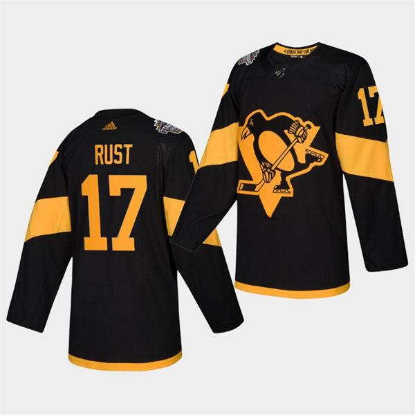 Mens Pittsburgh Penguins #17 Bryan Rust Black 2019 NHL Stadium Series Player Jersey Stitched