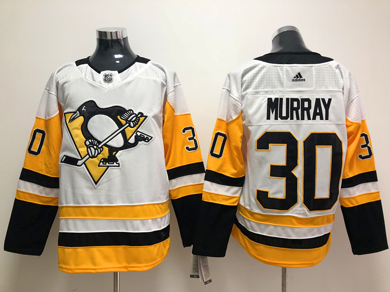 Mens Pittsburgh Penguins #30 Matt Murray adidas Away White Player Jersey Stitched