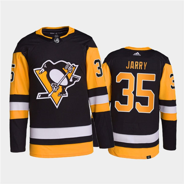 Mens Pittsburgh Penguins #35 Tristan Jarry Adidas Home Black Jersey Stitched