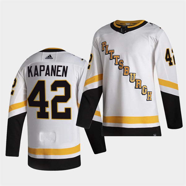 Mens Pittsburgh Penguins #42 Kasperi Kapanen White adidas 2020-21 Reverse Retro Special Edition Jersey Stitched