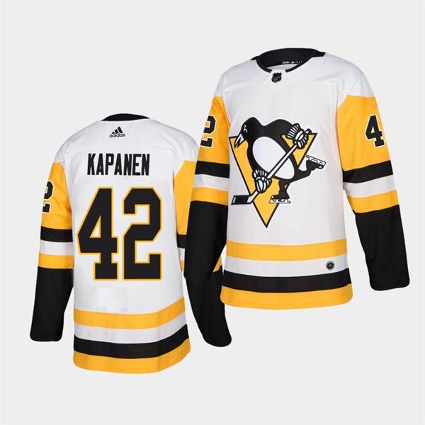 Mens Pittsburgh Penguins #42 Kasperi Kapanen adidas Away White Player Jersey Stitched