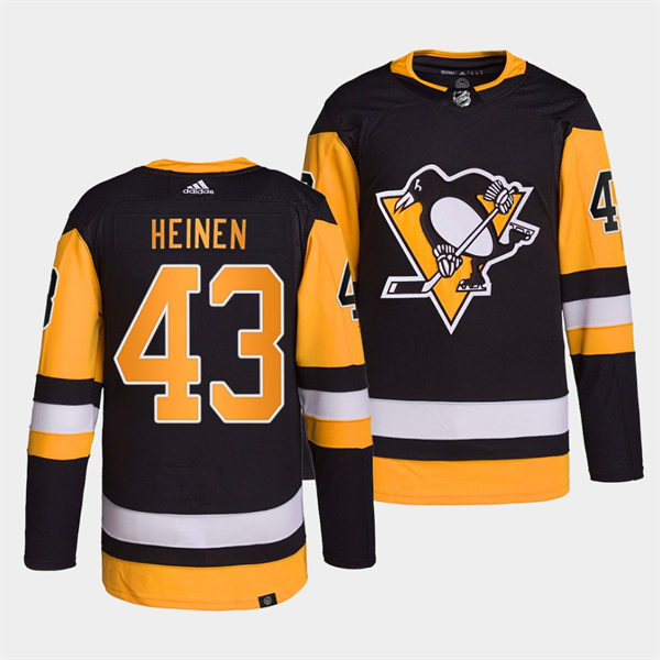 Mens Pittsburgh Penguins #43 Danton Heinen adidas Home Black Player Jersey Stitched