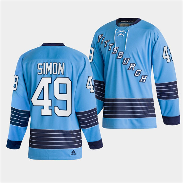 Mens Pittsburgh Penguins #49 Dominik Simon 2022 Team Blue Classics Jersey Stitched