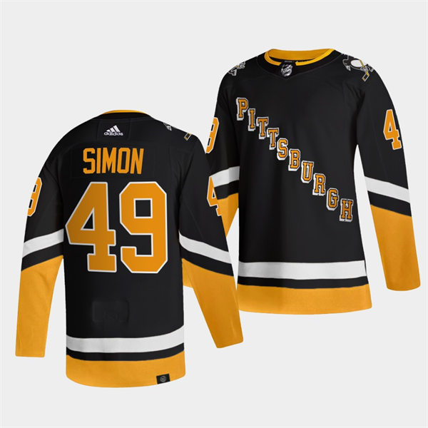 Mens Pittsburgh Penguins #49 Dominik Simon adidas 2021-22 Black Alternate Throwback Jersey Stitched