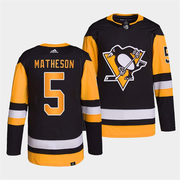 Mens Pittsburgh Penguins #5 Mike Matheson adidas Home Black Player Jersey Stitched