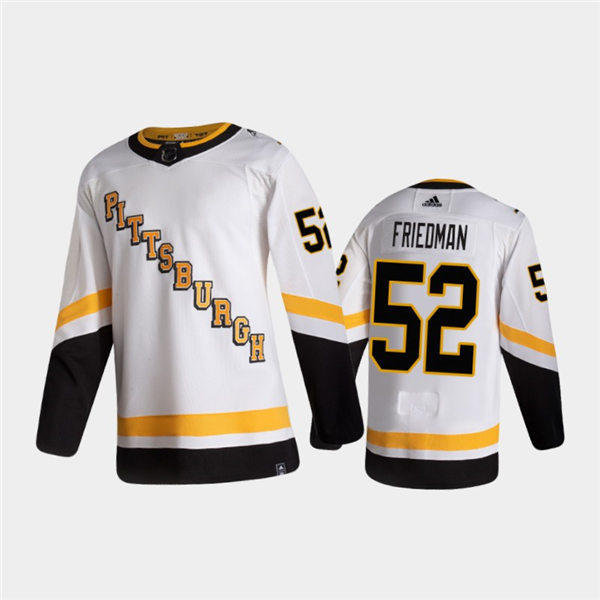 Mens Pittsburgh Penguins #52 Mark Friedman White adidas 2020-21 Reverse Retro Special Edition Jersey Stitched