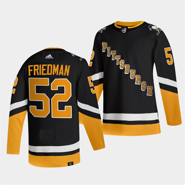Mens Pittsburgh Penguins #52 Mark Friedman adidas 2021-22 Black Alternate Throwback Jersey Stitched
