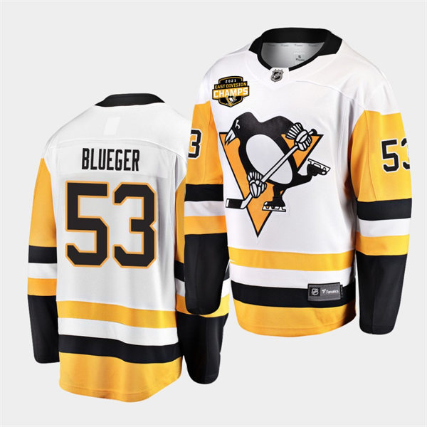Mens Pittsburgh Penguins #53 Teddy Blueger adidas Away White Player Jersey Stitched