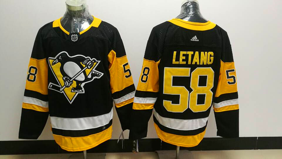 Mens Pittsburgh Penguins #58 Kris Letang adidas Home Black Player Jersey Stitched