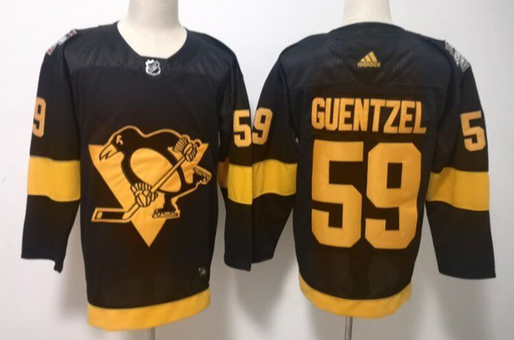 Mens Pittsburgh Penguins #59 Jake Guentzel adidas Black 2019 NHL Stadium Series Authentic Player Jersey Stitched