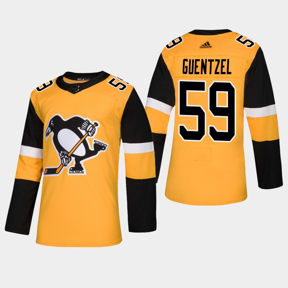 Mens Pittsburgh Penguins #59 Jake Guentzel adidas Gold Alternate Player Jersey Stitched