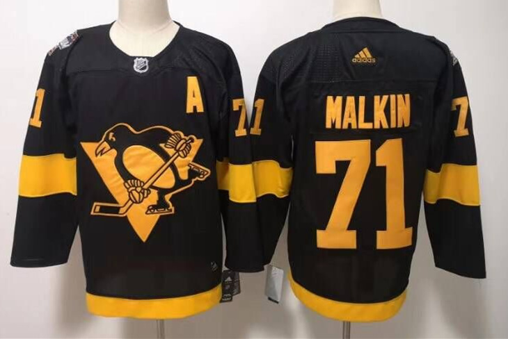Mens Pittsburgh Penguins #71 Evgeni Malkin adidas Black 2019 NHL Stadium Series Authentic Player Jersey Stitched