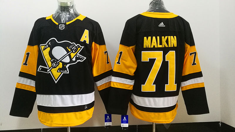 Mens Pittsburgh Penguins #71 Evgeni Malkin adidas Home Black Player Jersey Stitched