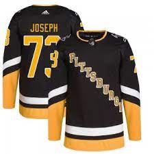 Mens Pittsburgh Penguins #73 Pierre-Olivier Joseph 2021-22 Black Alternate Throwback Jersey Stitched