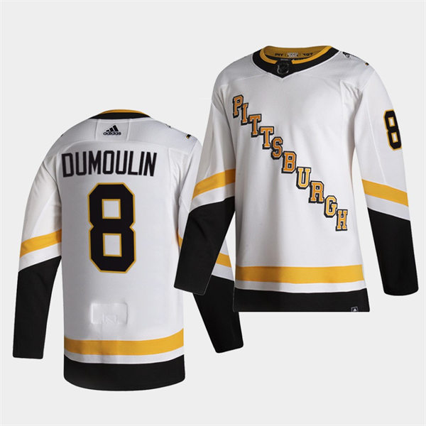 Mens Pittsburgh Penguins #8 Brian Dumoulin White adidas 2020-21 Reverse Retro Special Edition Jersey Stitched