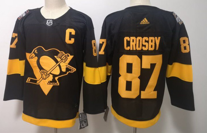 Mens Pittsburgh Penguins #87 Sidney Crosby adidas Black 2019 NHL Stadium Series Authentic Player Jersey Stitched
