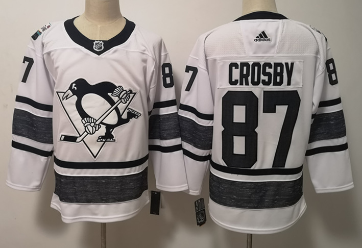 Mens Pittsburgh Penguins #87 Sidney Crosby adidas White 2019 NHL All-Star Game Jersey Stitched