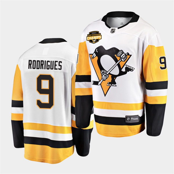 Mens Pittsburgh Penguins #9 Evan Rodrigues adidas Away White Player Jersey Stitched