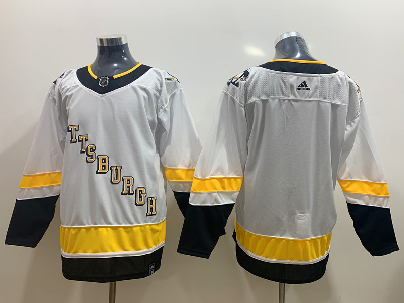 Mens Pittsburgh Penguins Blank White adidas 2020-21 Reverse Retro Special Edition Jersey Stitched