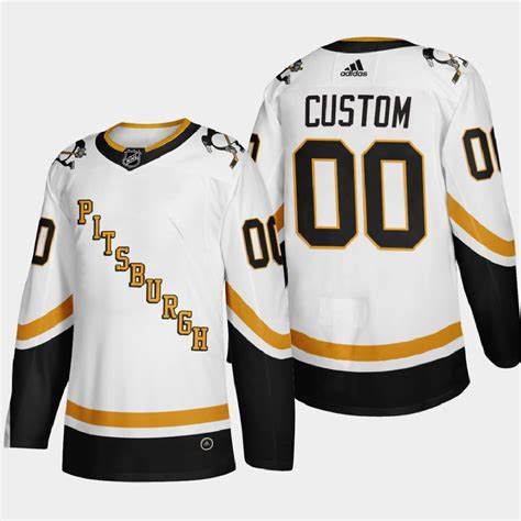Mens Pittsburgh Penguins Custom White adidas 2020-21 Reverse Retro Special Edition Jersey Stitched