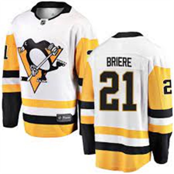 Mens Pittsburgh Penguins Retired Player #21 Michel Briere adidas Away White Player Jersey Stitched