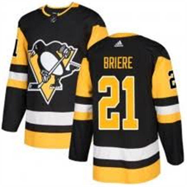 Mens Pittsburgh Penguins Retired Player #21 Michel Briere adidas Home Black Player Jersey Stitched