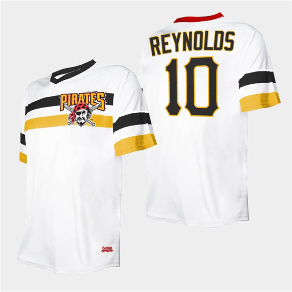 Mens Pittsburgh Pirates #10 Bryan Reynolds White V-Neck Cooperstown Collection Jersey