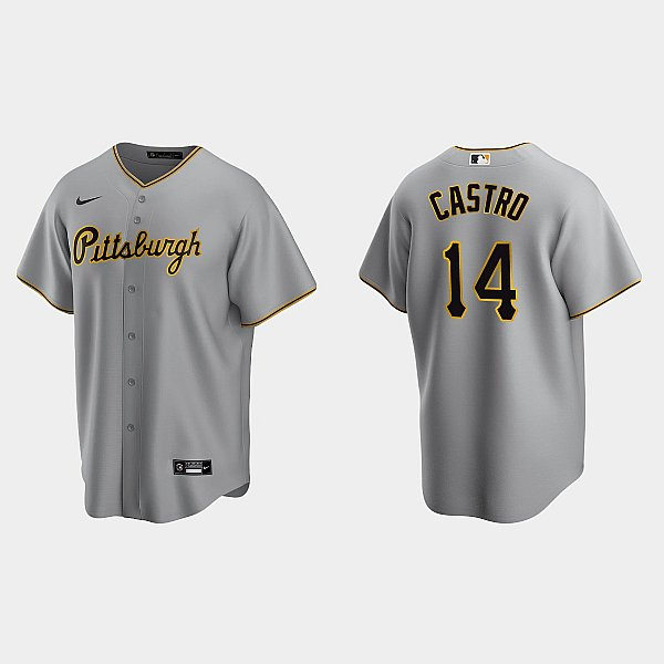 Mens Pittsburgh Pirates #14 Rodolfo Castro Nike Gray Road CoolBase Jersey