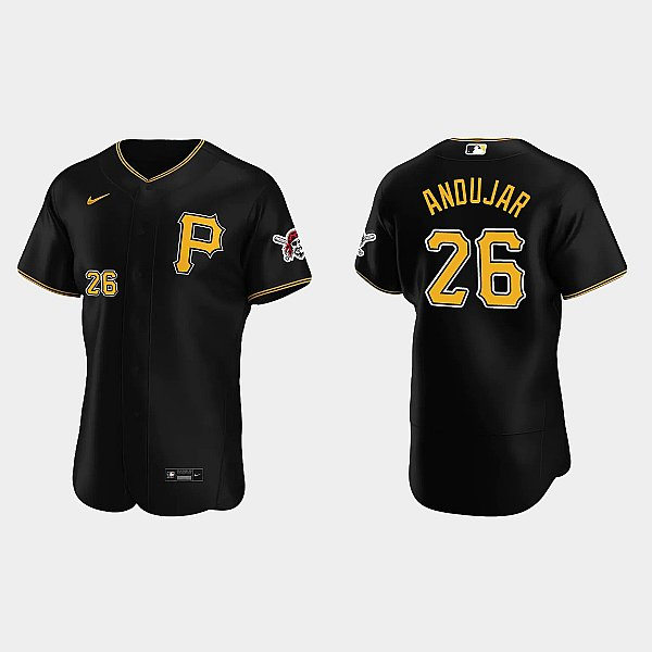 Mens Pittsburgh Pirates #26 Miguel Andujar Nike Black Alternate Team Logo P FlexBase Player Jersey