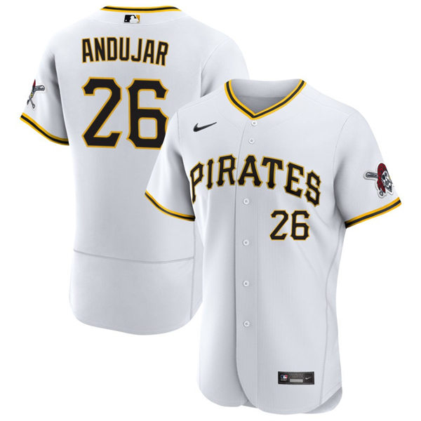 Mens Pittsburgh Pirates #26 Miguel Andujar Nike White Home FlexBase Player Jersey