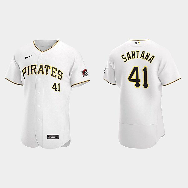 Mens Pittsburgh Pirates #41 Carlos Santana Nike White Home FlexBase Player Jersey