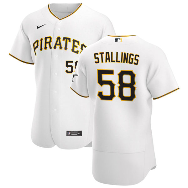 Mens Pittsburgh Pirates #58 Jacob Stallings Nike White Home FlexBase Jersey