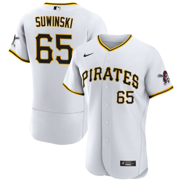 Mens Pittsburgh Pirates #65 Jack Suwinski Nike White Home FlexBase Player Jersey
